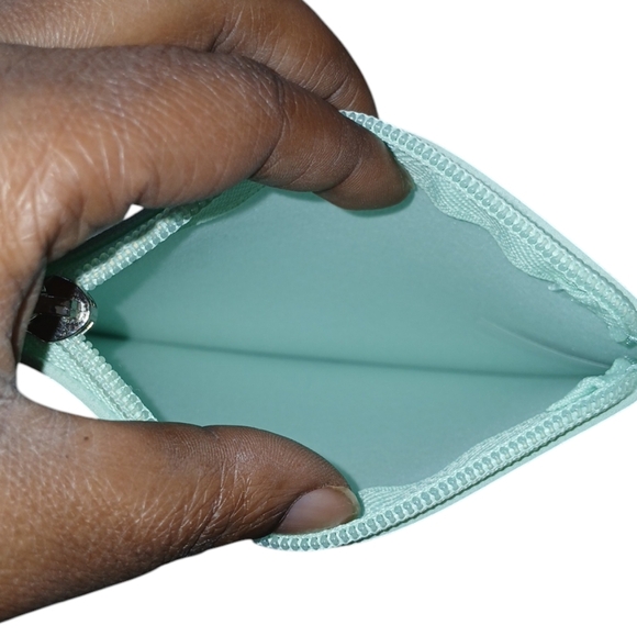 Bath & Body Works Blue Cosmetic Bag with Silver Zipper and Dotted Design - Picture 3 of 3